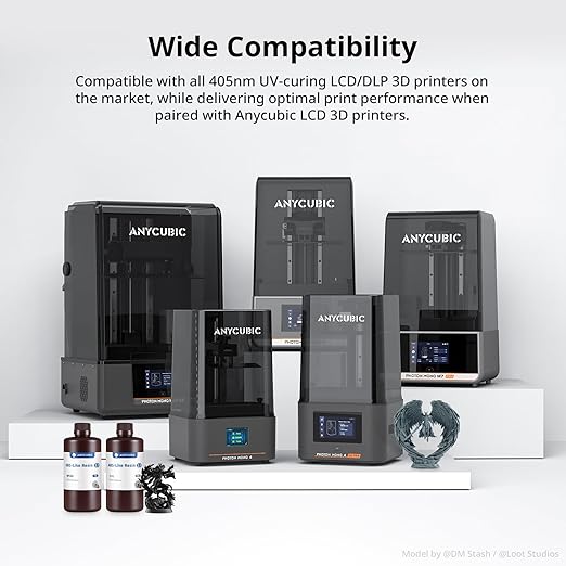 ANYCUBIC 2nd Gen Resin Technology ABS-Like Resin 2.0, 3D Printer Resin with High Toughness, More Precise Details, Low Odor, Wide Compatibility for All LCD Resin 3D Printers (White, 1kg)