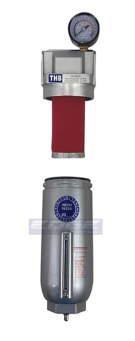 HEAVY DUTY INDUSTRIAL GRADE COALESCING FILTER WITH 0.01u MICRON ELEMENT, 11oz METAL BOWL, REMOVES 99.98% MOISTURE, VAPOR AND OIL FROM COMPRESSED AIR LINES, MANUAL DRAIN (1/2" NPT, 11oz BOWL)