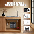 Vortopt Under Sink Water Filter,NSF Certificated Under Sink Water Filtration System,with Flow Rate of 0.53 GPM,F02-C2/UF/PP Filter for Cleaner Tap Water,Black.