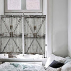 Vintage Gate Tier Curtains 45 Inches Long, Farmhouse Wooden Grain Shabby Chic Door Window Treatment Curtain Drapes, Window Half Privacy Curtains for Bedroom Bathroom, 42"x45", 2 Panels