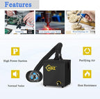 KQZ-B1 Solder Fume Extractor, 168m³/h Strong Suction Smoke Extractor, 5*Thick Pre-Filter+H13 HEPA Soldering Fume Extractor, 99.99% Purification Smoke Absorber for Welding Soldering 3D Printing Black