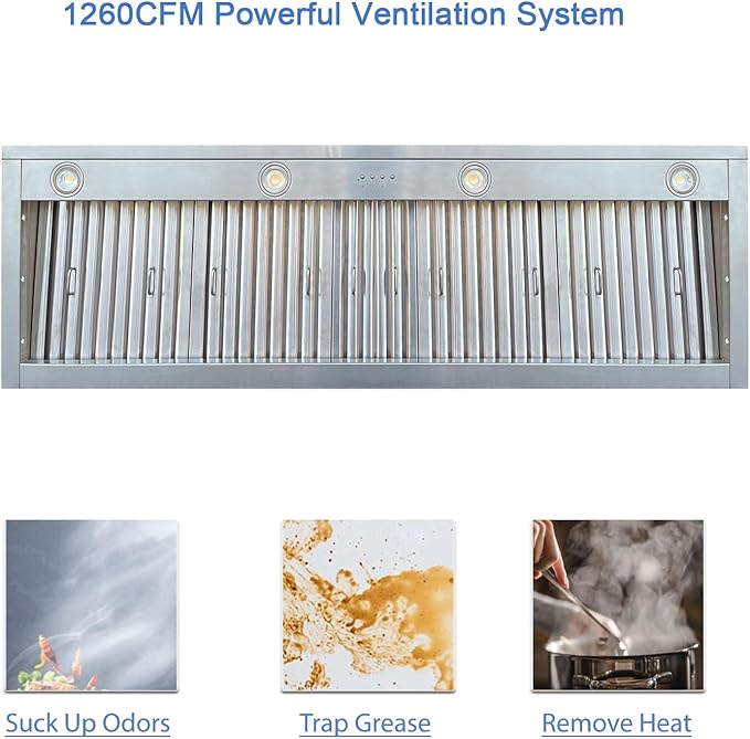 CT Copper Tailor Sloped Copper Vent Hood Wall Mount,54'' W,42''H,1260 CFM Exhaust Fan,Stainless Steel Vent,LED Light,Dishwasher-Safe Baffle Filters,VH8TR1