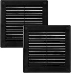 Vent Systems 4.5" x 4.5" Inch (Opening Dimensions) - Pack of 2 - Black Plastic Soffit Vent Cover - Durable Square Air Vent Grille with Mesh Screen - Ventilation Grill Wall, Ceiling Indoor, Outdoor