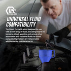 TEC Products FlexAll Long Flexible Funnels - Automotive Oil Funnel with Hose, Durable Nitrile Rubber for Oil Change, Transmission Funnel Fluid, Diesel, Fuel, Gas - Made in USA - Blue (12 x 4 Inches)