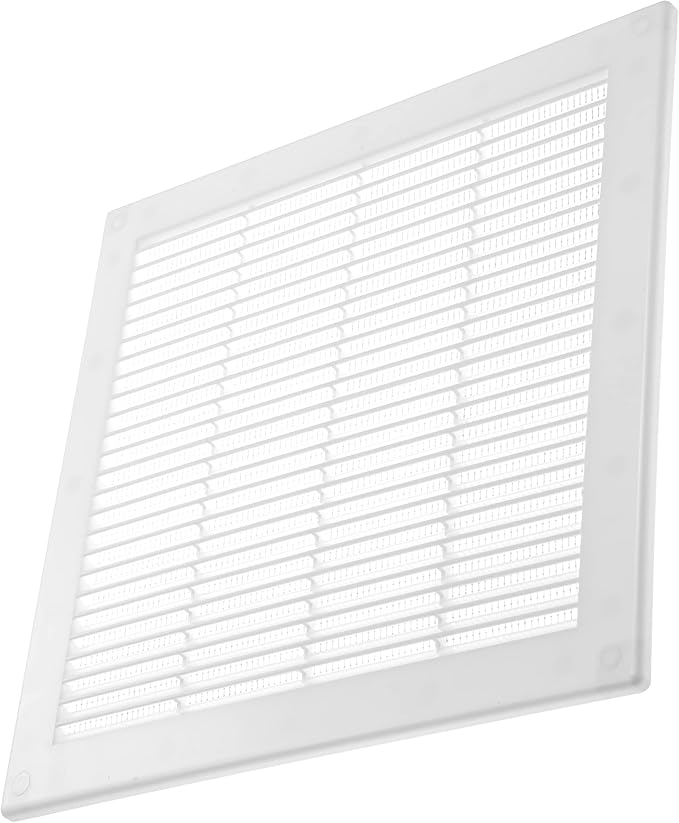 Vent Systems 10" x 10" Inch (Opening Dimensions) Plastic White Soffit Vent Cover - Flat Square Air Vent Grille - Insect Screen - HVAC 12" x 12" Inch (Overall Dimensions)