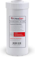 LiquaGen Activated Alumina + Carbon + KDF-55 Replacement Water Filter Cartridge – Helps Manage Fluoride, Chlorine & Taste, Refillable 2.5" x 10", 2.5" x 20", 4.5" x 10", 4.5" x 20" (1, 4.5" x 10")