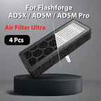 4 Pack AD5M/AD5X Air Filter with HEPA 13 Activated Carbon for Flashforge Adventurer 5M/5M Pro/AD5X 3D Printers, Replacement Filter for VOCs, PM2.5, Ultrafine Particles & Odors