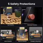 Longer RAY5 20W Laser Engraver with Air Pump and Y-Axis Extension Kit, Expand Working Area to 33.46" x 15.75", 3.5” Color Touch Screen, App Offline Control, DIY Engraver Tool for Metal/Glass/Wood