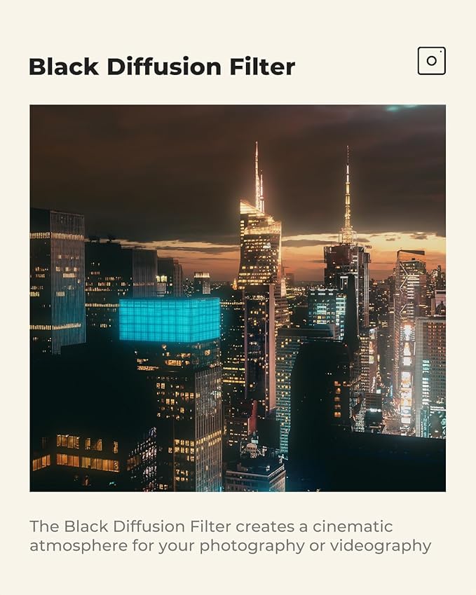 K&F CONCEPT 40.5mm Black Diffusion 1/4 Filter Mist Cinematic Effect Filter with 28 Multi-Layer Coatings Waterproof/Scratch Resistant for Video/Vlog/Portrait Photography
