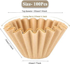 1-2 Cup Brown Coffee Filters, 100 Count Unbleached Basket Coffee Filter Paper for Miniature Mr Coffee, Small Coffee Maker, Single Serve Coffee Pot, Pour Over Coffee Kit