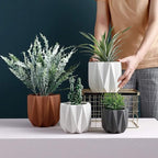 Outdoor Succulent Plantpot Cactus Plant Container Cement Flowerpot Container Modern Simple Planter Flower Vase Meat Plant Cement Container Concrete Flower Plant (Gray1 13cm*11.5cm) (Gray2 11cm*9.5cm)