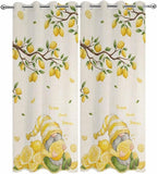Summer Outdoor Curtains for Patio Lemon Gnome Leaf Linen Texture Waterproof Outside Curtains with Grommet Top Weatherproof Curtain for Cabana Pergola Gazebo, 2 Pack, 54" W x 95" L
