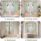 Easter Window Curtains 63 Inch Long 2 Panel Set, Rod Pocket Bedroom Curtains & Drapes, Spring Watercolor Bunny Eggs Wooden Grain Green Light Filtering Window Treatment for Living Room 42"W x 63"L