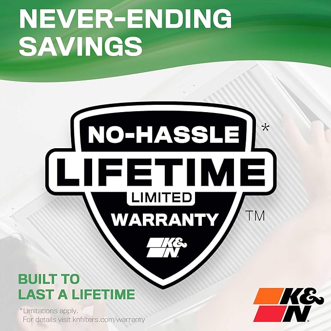 K&N 16X25X1 HVAC Furnace Air Filter, Lasts a Lifetime, Washable, Merv 13, the Last HVAC Filter You Will Ever Buy, Breathe Safely at Home or in the Office, HVC-13-11625