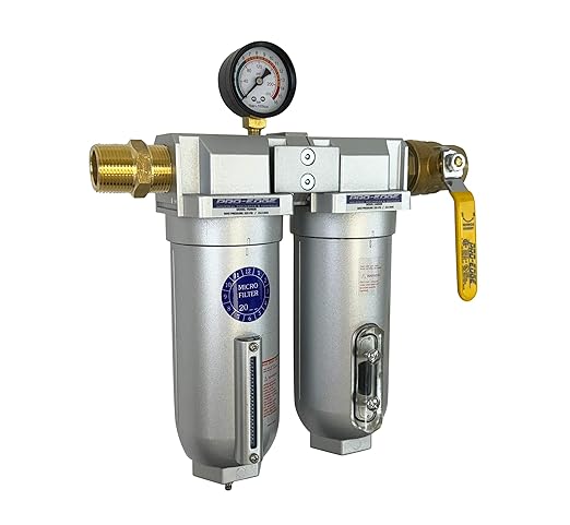 1" NPT Industrial (2-Stage) Coalescing Filter Removes Oil, Moisture Vapor Aerosols and in Line Desiccant Bead Air Dryer for Compressed Air Lines