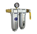 1" NPT Industrial (2-Stage) Coalescing Filter Removes Oil, Moisture Vapor Aerosols and in Line Desiccant Bead Air Dryer for Compressed Air Lines