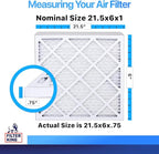 Filter King 21.5x6x1 Air Filter | 4-PACK | MERV 8 HVAC Pleated A/C Furnace Filters | MADE IN USA | Actual Size: 21.5 x 6 x .75"