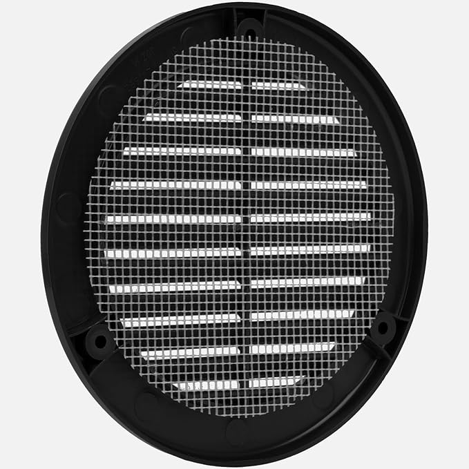Vent Systems 4" Inch (Opening Dimensions) - Pack of 50 - Black Soffit Vent Cover - Plastic Round Air Vent Grille - Built-in Mesh Screen - HVAC Register Louver for Bathroom, Home, Kitchen