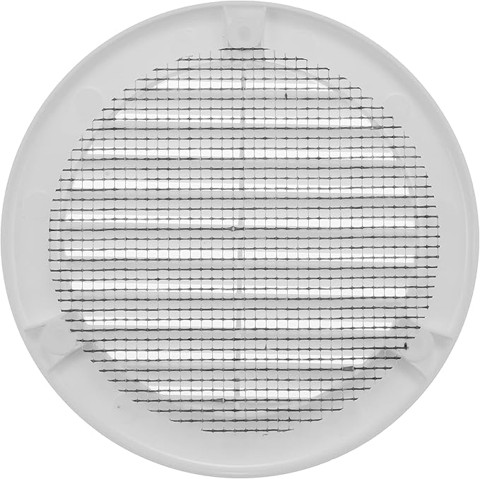 Vent Systems 4" Inch (Opening Dimensions) - Pack of 5 - White Soffit Vent Cover - Plastic Round Air Vent Grille - Built-in Mesh Screen - HVAC Register Louver for Bathroom, Home, Kitchen