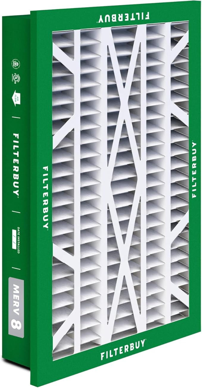 Filterbuy 16x25x5 Air Filter MERV 8 Essential Dust & Allergy Defense (2-Pack), Electrostatic Pleated HVAC AC Furnace Filters for Honeywell Return Grille (Actual Size: 14.38 x 23.38 x 3.69)