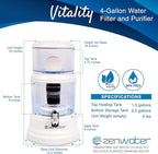 ZENWATER 4-Gallon Countertop Gravity Water Filter System - Portable Alkaline Filtration System - Enjoy Clean and Mineral-Rich Hydration at Home, Office, or Travel