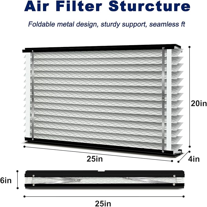 2-Pack 210 Air Filter Replacement Compatible with AprilAire Whole House Air Purifiers,Models 1210, 1620, 2210, 2216, 3210, 4200, MERV 11, Size: 20x25x4 Pleated HVAC AC Furnace Filter