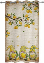 Summer Gnome Outdoor Curtains for Patio Gnome Lemon Leaf Vintage Waterproof Outside Curtains with Grommet Top Weatherproof Curtain for Cabana Pergola Gazebo, 1 Panel, 54" W x 84" L