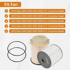 Marsram Fuel Filter for Ram 2500 3500 4500 5500 6.7 Cummins Diesel, Fuel Filters fit for 2019 2020 2021 2022 2023 Dodge Ram, 2 Set Fuel Filter Water Separator Kit Replace 68157291AA 68436631AA