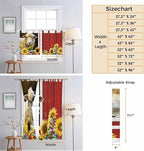 Sheep Flowers Kitchen Curtains 36 Inch Length, Small Window Curtains Tab Top, Country Red Barn Botanical Sunflowers Light Filtering Short Window Treatments Tier Drapes 27.5"x36" 2 Panel