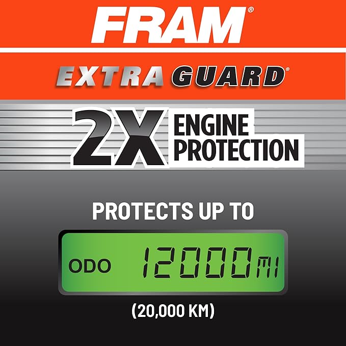 FRAM Extra Guard Rectangular Panel Engine Air Filter Replacement, Easy Install w/Advanced Engine Protection and Optimal Performance, CA12057