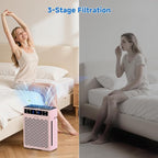 Air Purifiers for Home, Large Room up to 3000 Ft², HEPA Air Purifier for Home Pets with Filter, Air Quality Sensor, Timer, Air Cleaner for Bedroom, Dorm Room, Pet Hair, Office - Pink