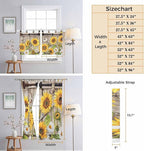 Farmhouse Sunflowers Kitchen Curtains 24 Inch Length, Small Window Curtains Tab Top, Rustic Barn Doors Flowers Butterfly Wooden Light Filtering Short Window Treatments Tier Drapes 27.5"x24" 2 Panel