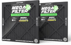 PuroAir MegaFilter - 14x14x1 Air Filter MERV 13 Activated CarbonTech Defense - Heavy Duty 3 Layer Furnace Filters Allergens, Pollen, Dust, Pet Dander, Smoke, Odors - HVAC Air Filter 14x14x1 (2-Pack)
