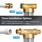Spin Down Sediment Filters with Scraper, Well Water Filter System for House, Reusable Whole House Water Filter for Well Water, 300 Micron, 1" MNPT + 3/4" FNPT + 3/4" MNPT, BPA Free
