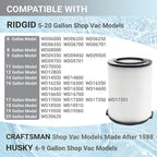 2 Pack Replacement VF4000 Filter for Ridgid Shop Vac Filter 5-20 Gallon, Standard H13 HEAP Wet/Dry Rigid Shop Vac Filters Compatible with Husky 6-9 Gallon Vacuums, With 2 Foam Sleeves and 1 Brush