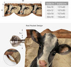 Farmhouse Cow Tie Up Valance Curtains for Windows, Kitchen Curtains Window Shades, Country Vintage Animals Wooden Grain Light Filtering Roman Curtain Valances for Bedroom/Bathroom/Cafe 42"x12"