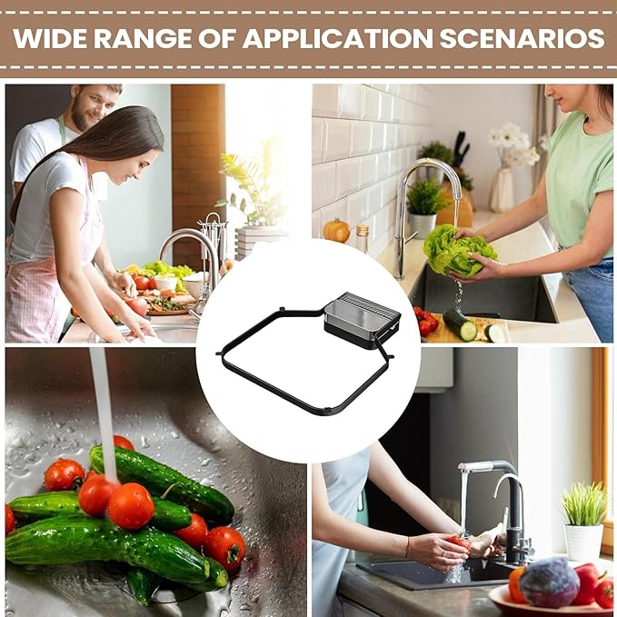 Corner Sink Strainer – PC ABS Iron Art 16.6x21.8x2cm | Foldable Basket Strainer | Sink Food Catcher | Suction Cup Drain Filter For Food Waste Disposal Scrap Collection