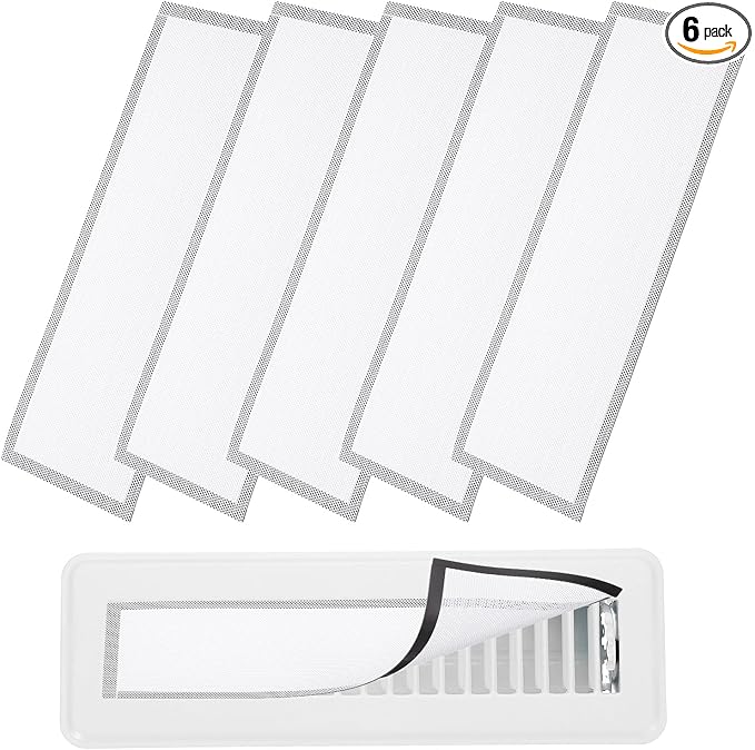 YOKIVE 6 Pcs Magnetic Floor Vent Covers, Floor Register Cover PVC Mesh Air Vent Screen Filters, Great for Home Floor, Wall, Ceiling, Catch Debris Hair Dust (White, 14-Inch x 5-Inch)