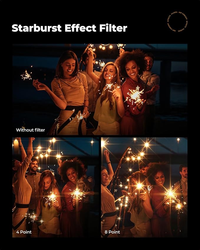 K&F CONCEPT 67mm Variable Star Filter Cross Screen Starburst Filter 4, 8 Points -18 Layer Coating Ultra Slim Optical Glas Camera Lens Filter with 3 Cleaning Cloth