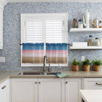 Blue Pink Brown Gradient Wood Grain Window Valance Curtains, Vintage Wood Board Light Filtering Kitchen Valance with 3-inch Rod Pocket for Living Room Bathroom Bedroom,2 Panel,27.5x36In
