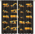 Kids Construction Window Curtains, Construction Machinery Equipment Mode of Transport Bulldozer Tractor Windows Curtain for Children Teens Room Decor 84x84in (30% Blackout)