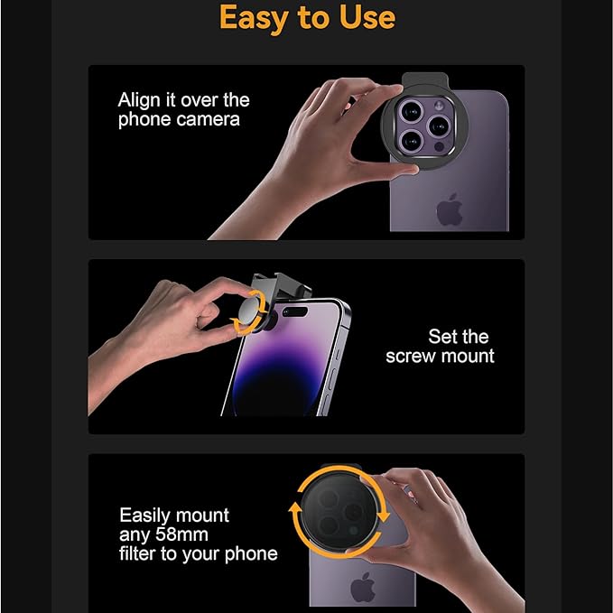 Fotorgear 67mm Phone Filter Storage Bag, Leather filter storage bag Clip On Filters Kit for Phone & Camera 67mm Adapter Ring, Phone Lens Clip Compatible with iPhone(Bag Only)