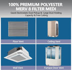 20" x 90" Air Vent Filters, with 48Pcs Adhesive Hook Tape, Cut to Size Air Filter Material HVAC Furnace Filters Kit MERV 8 Triple Vent Filter for Home Floor Register, Ceiling, Grilles