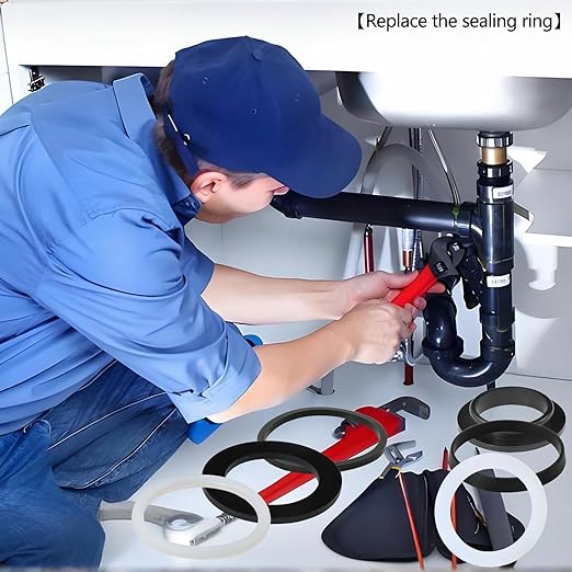 2PCS Kitchen Sink Filter Sealing Ring, Drain Pipe Flat Silicone Gasket, Waste Pipe Gasket, 5.5-inch Drain Pipe Sink Odor Collector Siphon, 140mm Inclined Sliding Joint Rubber Ring