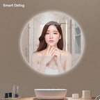 Led Mirror for Bathroom,Bathroom Mirrors for Vanity,Shatter-Proof,with Dimming & 3 Color Modes,Heated Demister Pad,Anti-Fog,Hanging Vanity Mirror,Easy to Install, Easy to Clean (Size : 80x80cm)