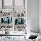 Farmhouse Bear Camper Van Tree Window Valance Curtains, Vintage Wood Grain Light Filtering Kitchen Valance with 3-inch Rod Pocket for Living Room Bathroom Bedroom,2 Panel,27.5x45In