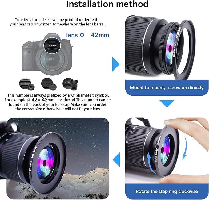 42mm Lens to 49mm Camera Lens Adapter,42mm to 49mm Filter Step up Ring Adapter Ring,Compatible All 49mm Filter Accessory