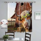 Farm Yaks Living Room Curtains 96 Inch Length, Window Curtains Tab Top, Farmhouse Barn Funny Animals Butterfly Light Filtering Window Treatments Drapes 52"x96" 2 Panel