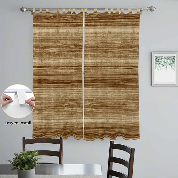 Vintage Western Living Room Curtains 96 Inch Length, Window Curtains Tab Top, Rustic Farmhouse Wooden Grain Barn Door Light Filtering Window Treatments Drapes 52"x96" 2 Panel