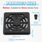 PATIKIL 50mm Fan Filter Grill, 12 Pcs Plastic Ventilation Dustproof Grill Covers Cooling Ventilator with Screws for Industry Workshop Computer Case Refrigerators Air Conditioning, Black